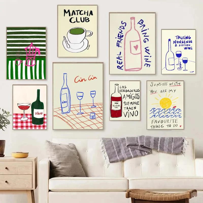 Coffee Tea Drawing - Desenhos Coloridos Arte Abstrata Pôsteres de