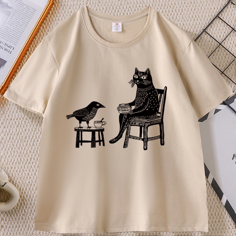 Coffee Tea Drawing - Camiseta gráfica feminina com estampa de