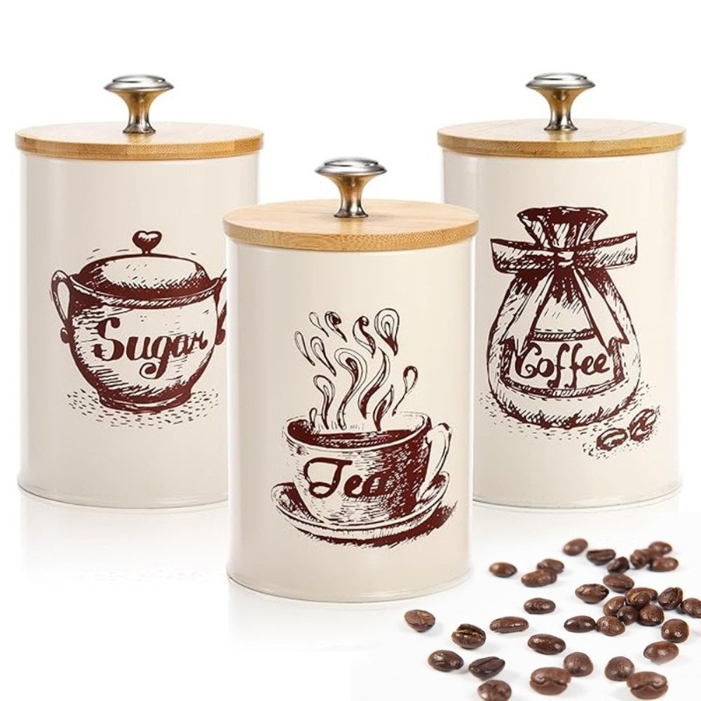Conjunto de 3 Latas de Café em - Coffee Tea Sugar Container Set avaliação e preço