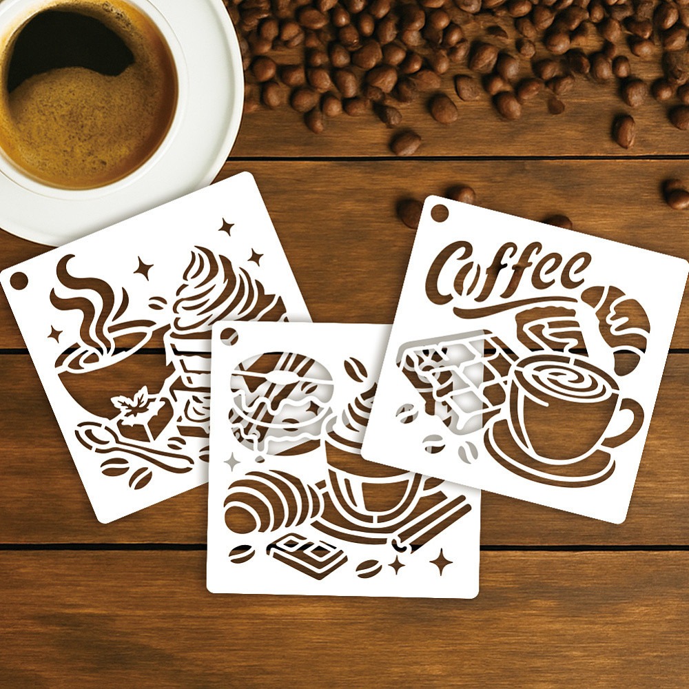 10 folhas de estênceis de café - Coffee Tea Drawing avaliação e preço