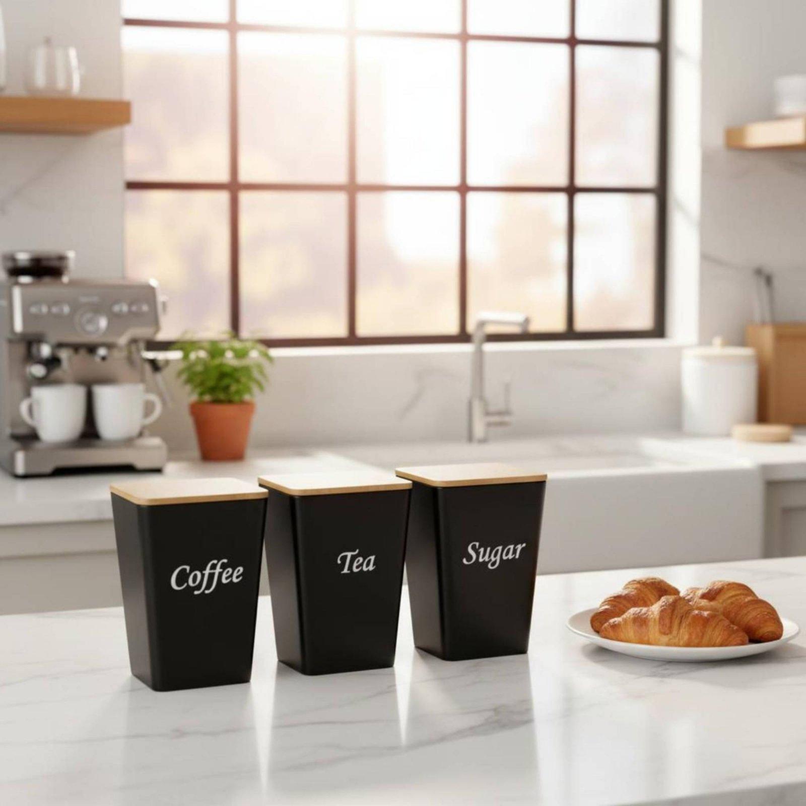 Conjunto de Recipientes de Met - Coffee Tea Sugar Container Set avaliação e preço