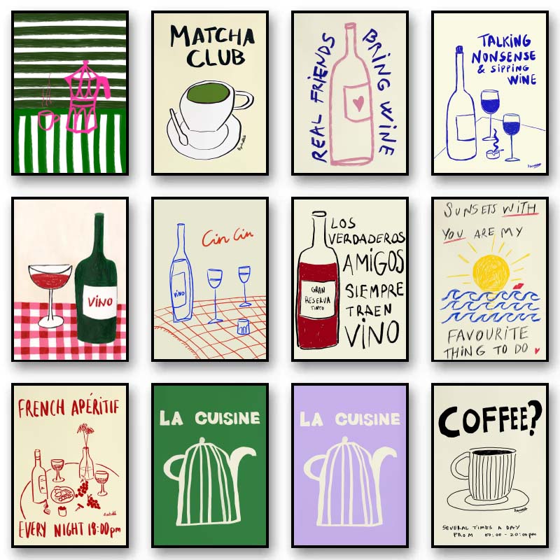 1 peça de pintura em tela sem  - Coffee Tea Drawing avaliação e preço