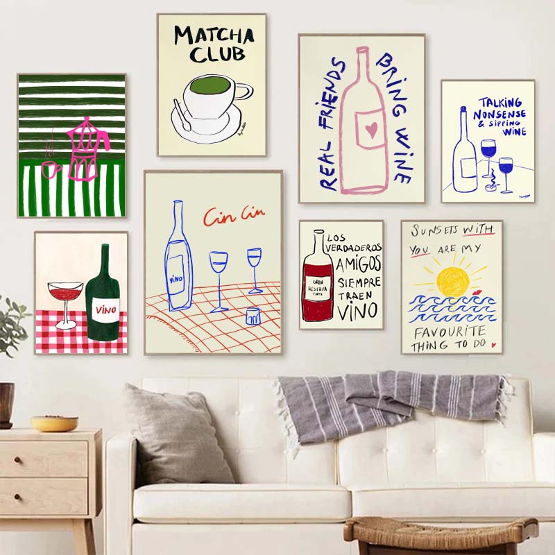 1 peça de pintura em tela sem  - Coffee Tea Drawing avaliação e preço