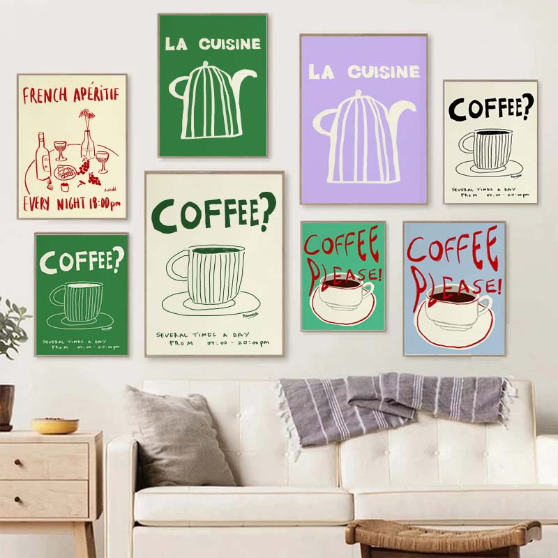1 peça de pintura em tela sem  - Coffee Tea Drawing avaliação e preço