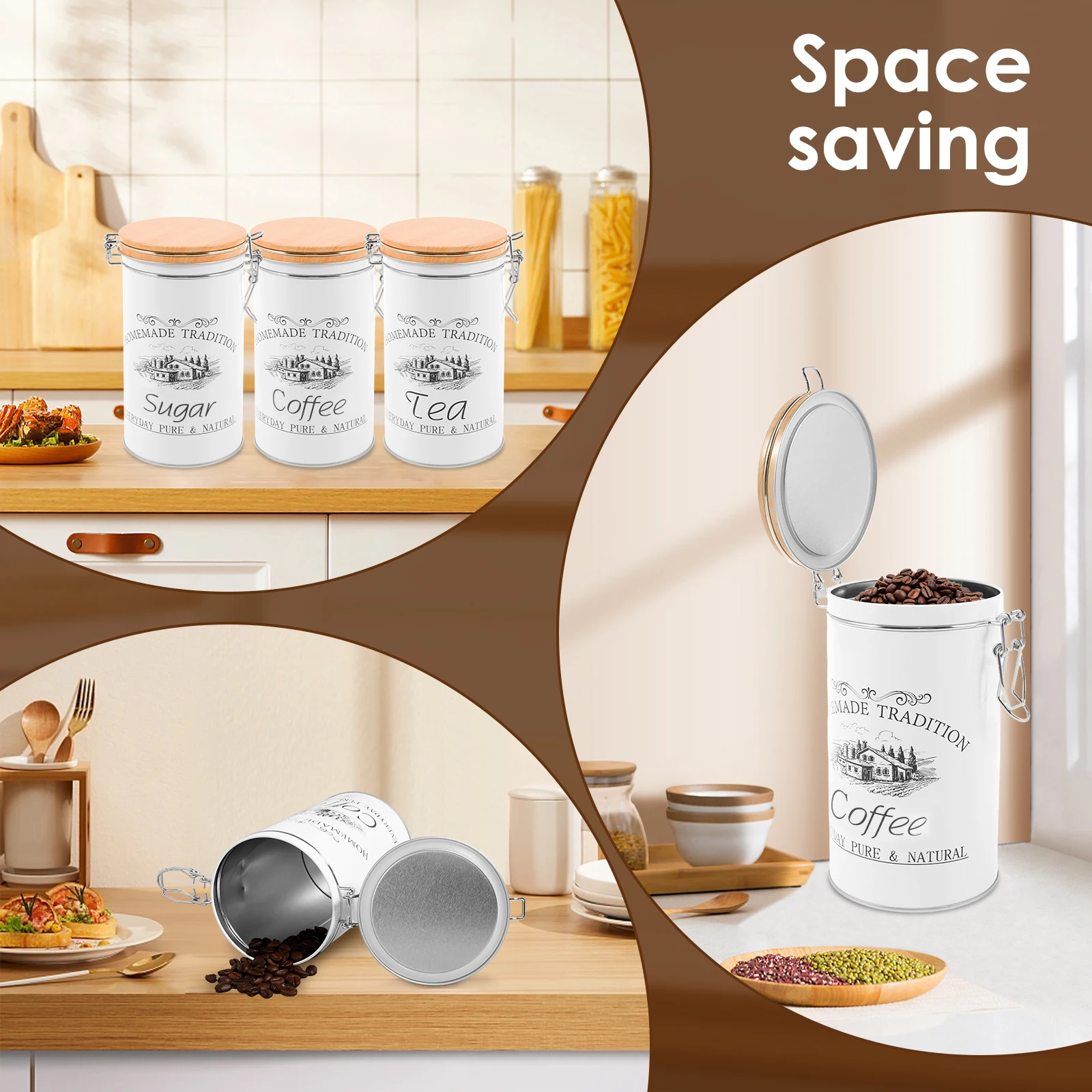 Conjunto de 3 Peças: Latas de  - Coffee Tea Sugar Container Set avaliação e preço